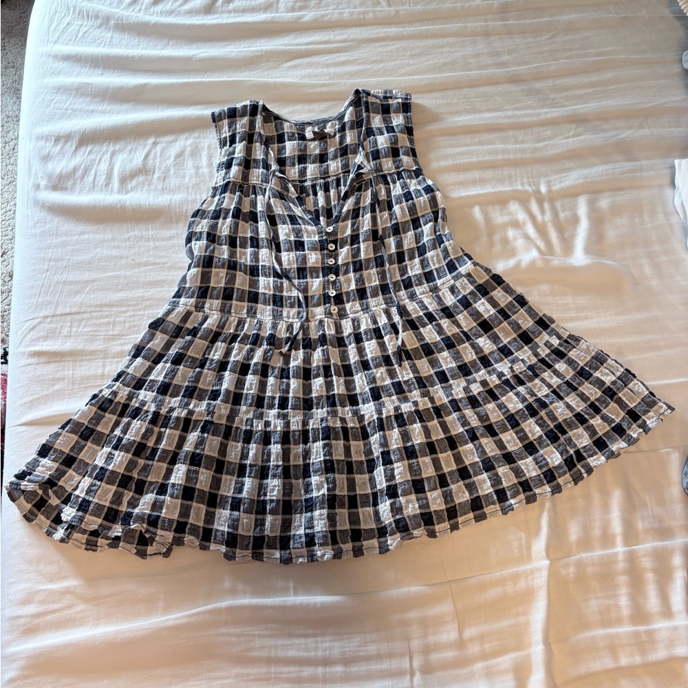 Pilcro and the Letterpress Navy and White Gingham Top